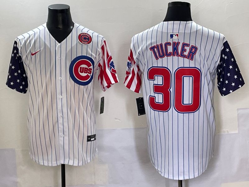 Men 2025 Chicago Cubs #30 Tucker White Stripe a generation of national flags Joint Name Nike MLB Jersey style 5